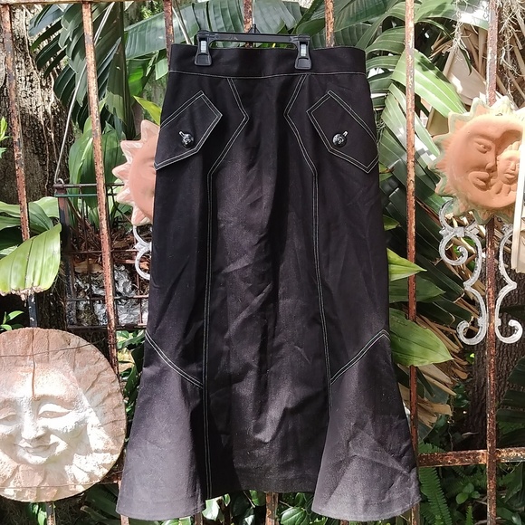 Anna Sui high-waisted black mermaid skirt Y2K XSMALL